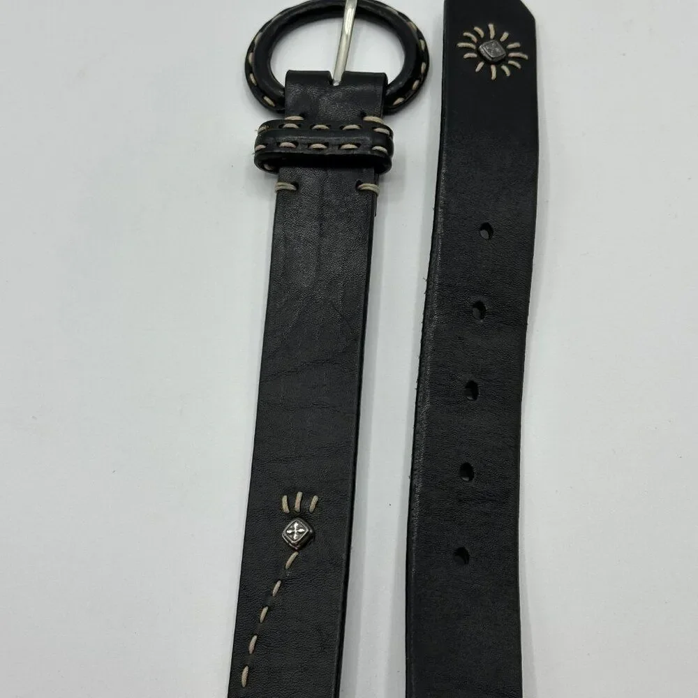 Brighton Women's Embroidered Design Black Handcrafted Leather Black Large (34)